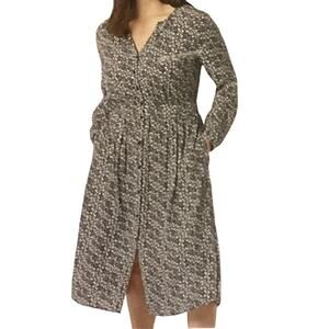 Chaps Women's Blue Flowered Button front MIDI Dress Medium